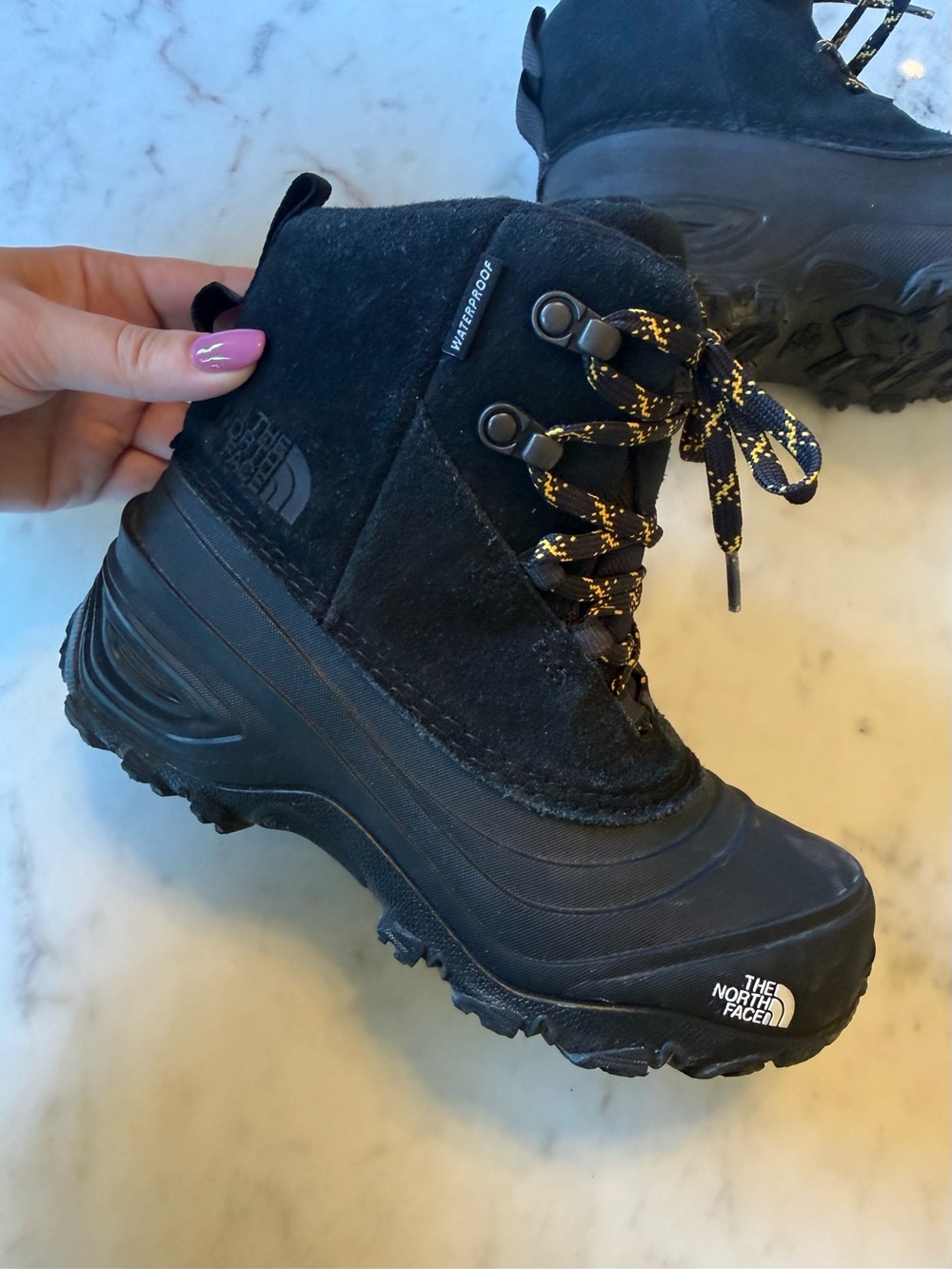 The North Face Kids Black Waterproof Lace-Up Snow Boots